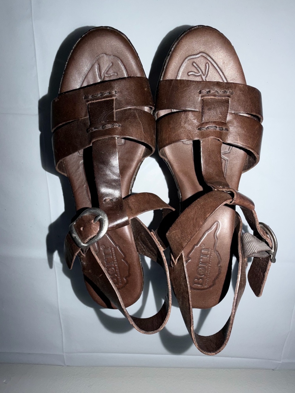 Born Brown Leather Woven Slingback Sandals